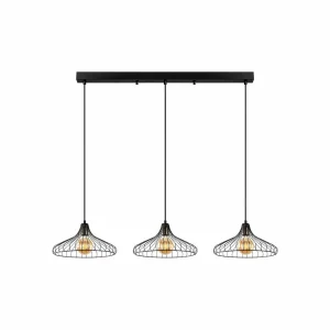 Store Opviq Suspension Depay 11260 à 3 lampes linéaire noir antique