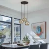 Sale TK Lighting Suspension Devi, ambrée, à 3 lampes, ronde