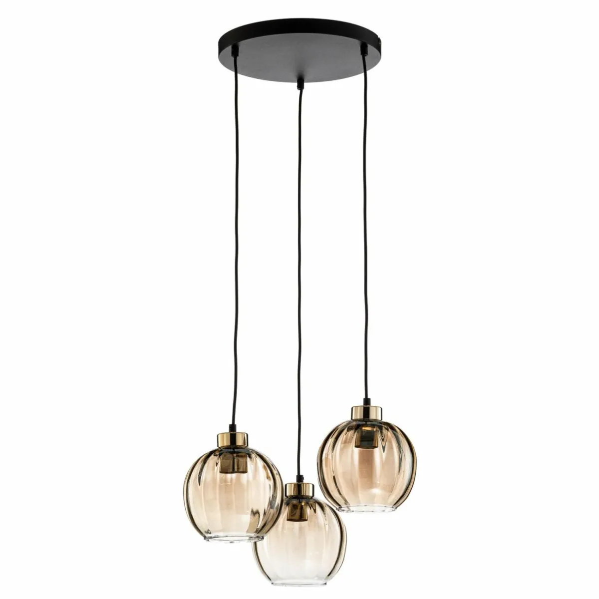 suspension_devi_ambre___lampes_ronde_1.webp Sale TK Lighting Suspension Devi, ambrée, à 3 lampes, ronde