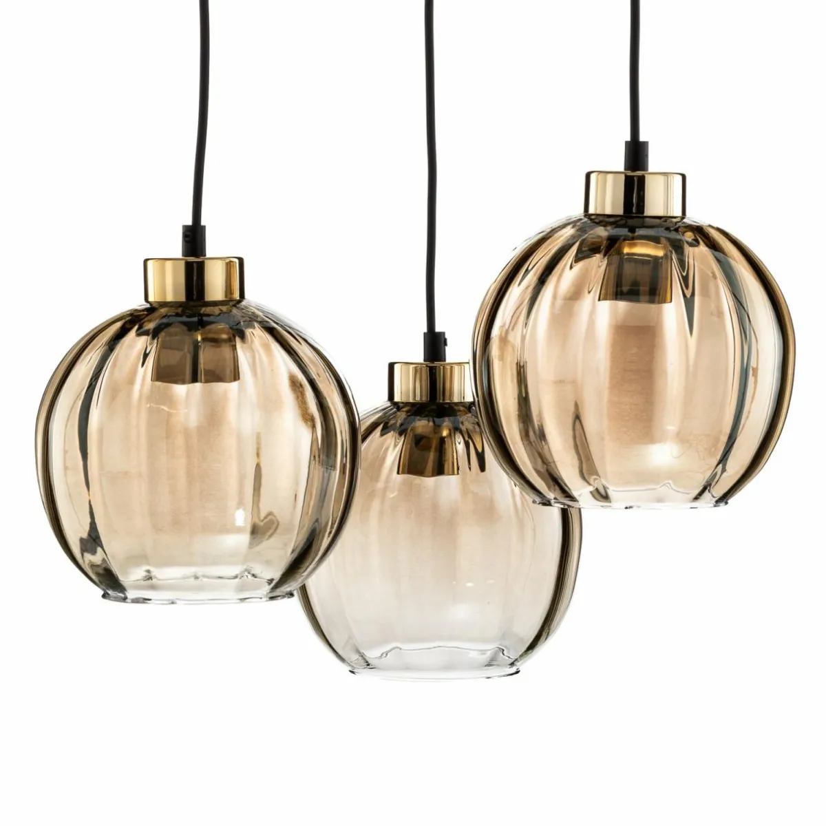 suspension_devi_ambre___lampes_ronde_2.webp Sale TK Lighting Suspension Devi, ambrée, à 3 lampes, ronde