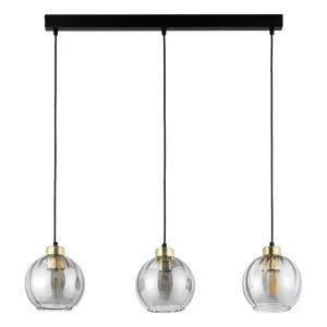 Clearance TK Lighting Suspension Devi, transparente à 3 lampes linéaire
