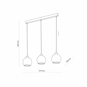 Clearance TK Lighting Suspension Devi, transparente à 3 lampes linéaire