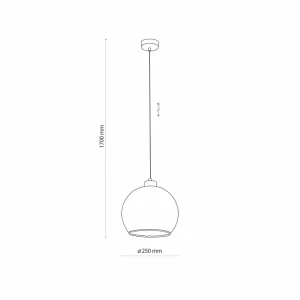 Store TK Lighting Suspension Devi, verre, ambre, à 1 lampe, Ø 25cm