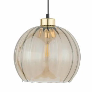 Store TK Lighting Suspension Devi, verre, ambre, à 1 lampe, Ø 25cm