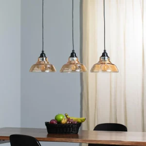 Online Opviq Suspension Dilberay 326-S à 3 lampes ambre/noir