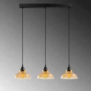 Online Opviq Suspension Dilberay 326-S à 3 lampes ambre/noir