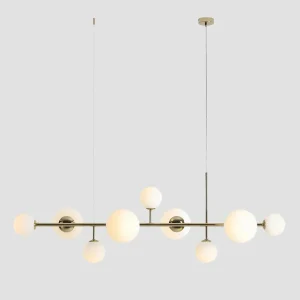 Best ALDEX Suspension Dione, opale/dorée, à 9 lampes