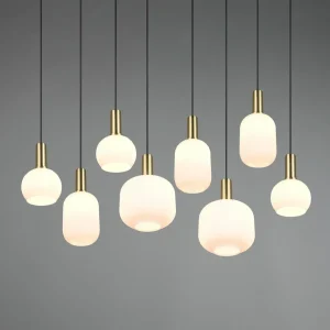 Shop Trio Lighting Suspension Diva, à 8 lampes, laiton, opale, métal, verre