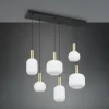 New Trio Lighting Suspension Diva, 6 lampes, laiton, opale, métal, verre