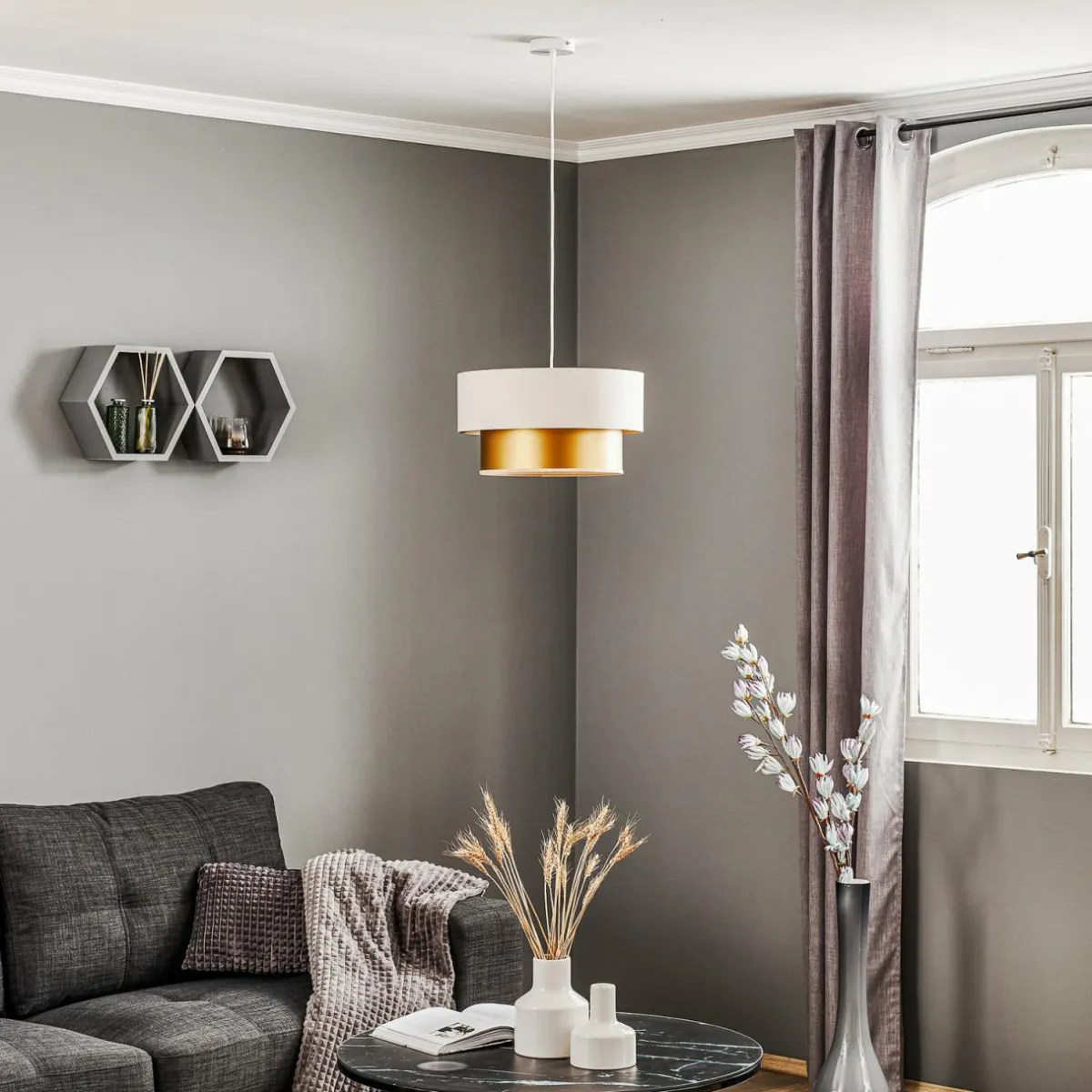 suspension_dorina_crmeor__cm_0.webp Sale Maco Design Suspension Dorina, crème/or Ø 40cm