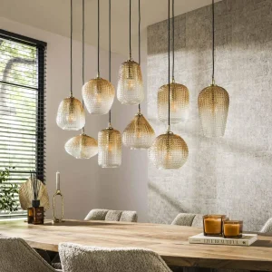 Discount Zijlstra Suspension Dot, amber, 120 x 40 cm, verre, à 9 lampes