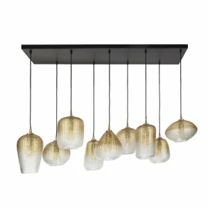 Discount Zijlstra Suspension Dot, amber, 120 x 40 cm, verre, à 9 lampes