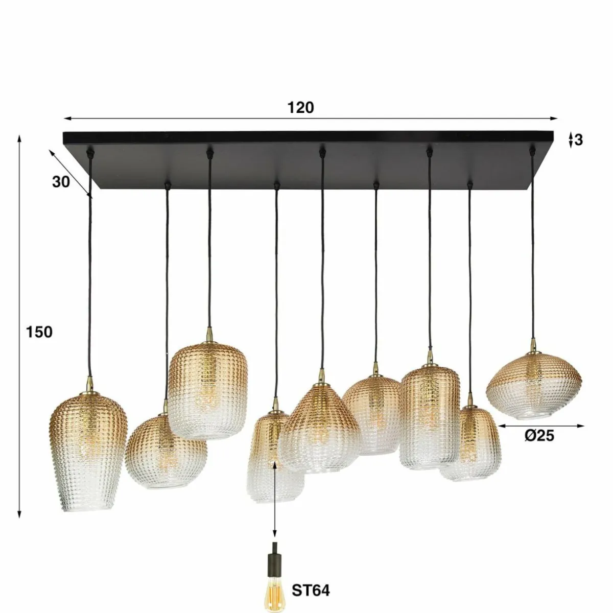 suspension_dot_amber__x__cm_verre___lampes_2.webp Discount Zijlstra Suspension Dot, amber, 120 x 40 cm, verre, à 9 lampes