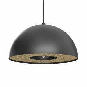 Cheap Luminex Suspension Drew en noir avec décor en bois