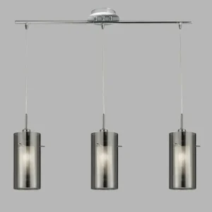 Outlet Searchlight Suspension Duo 2 verre fumé/chromé longue 3 lampes