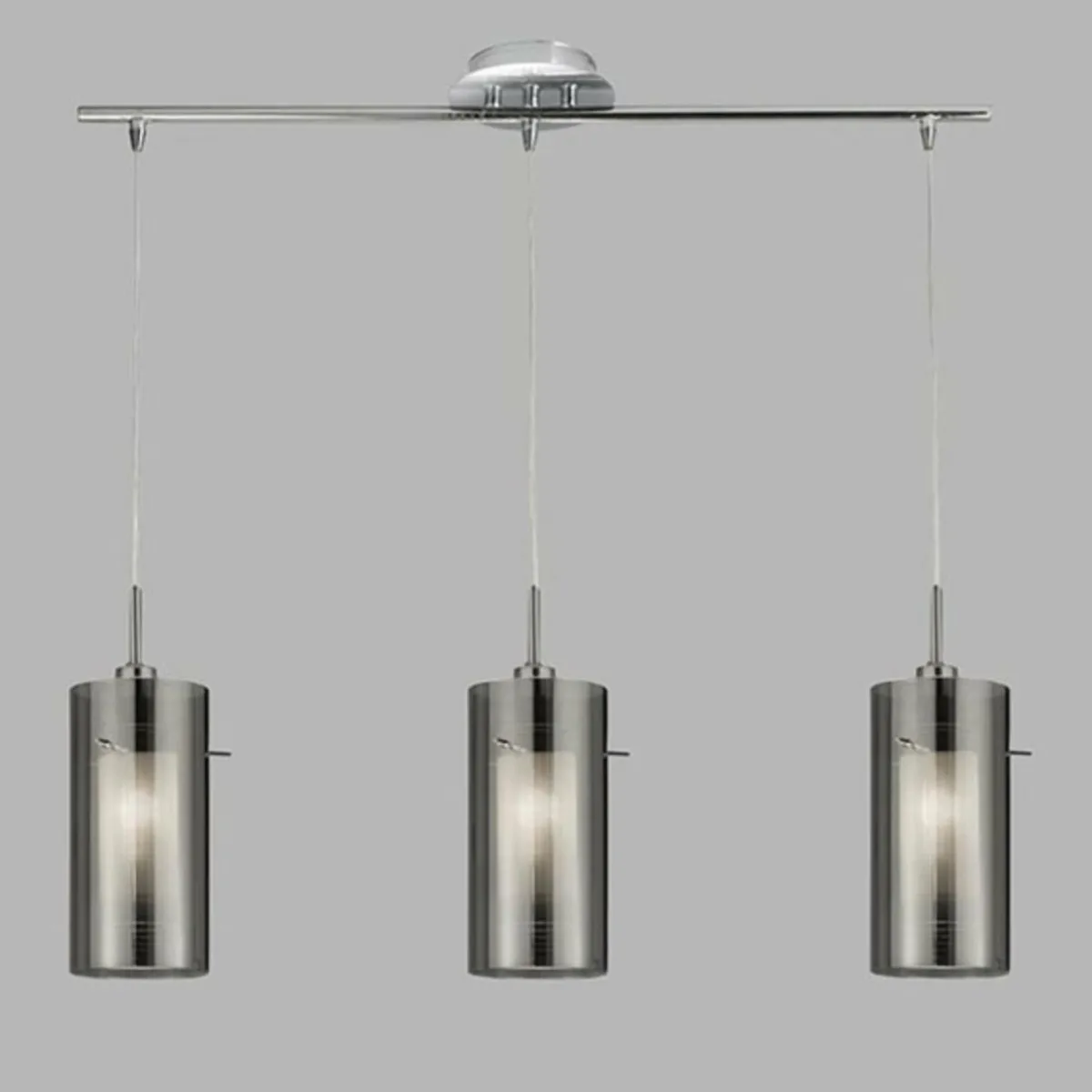 suspension_duo__verre_fumchrom_longue__lampes_1.webp Outlet Searchlight Suspension Duo 2 verre fumé/chromé longue 3 lampes