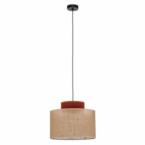 Cheap TK Lighting Suspension Duo, abat-jour en jute, brun rouille/brun naturel, Ø 38 cm