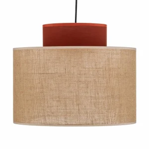 Cheap TK Lighting Suspension Duo, abat-jour en jute, brun rouille/brun naturel, Ø 38 cm