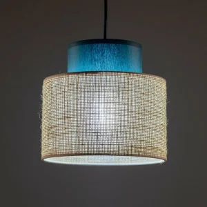 Best Sale TK Lighting Suspension Duo, abat-jour en jute, pétrole/brun naturel, Ø 20 cm