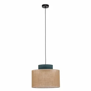 Flash Sale TK Lighting Suspension Duo, abat-jour en jute, pétrole/brun naturel, Ø 38 cm