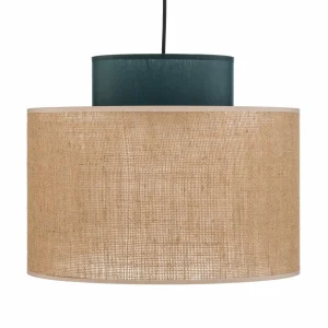 Flash Sale TK Lighting Suspension Duo, abat-jour en jute, pétrole/brun naturel, Ø 38 cm
