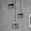 Clearance HELAM Suspension Edison en noir/cuivré à 3 lampes ronde