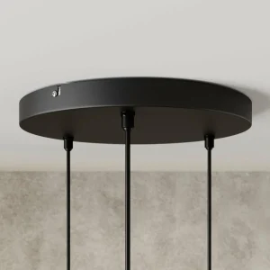 Clearance HELAM Suspension Edison en noir/cuivré à 3 lampes ronde