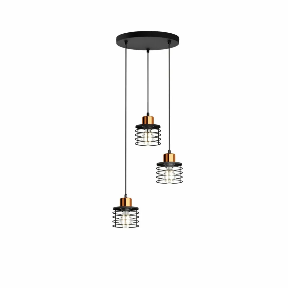 suspension_edison_en_noircuivr___lampes_ronde_3.webp Clearance HELAM Suspension Edison en noir/cuivré à 3 lampes ronde