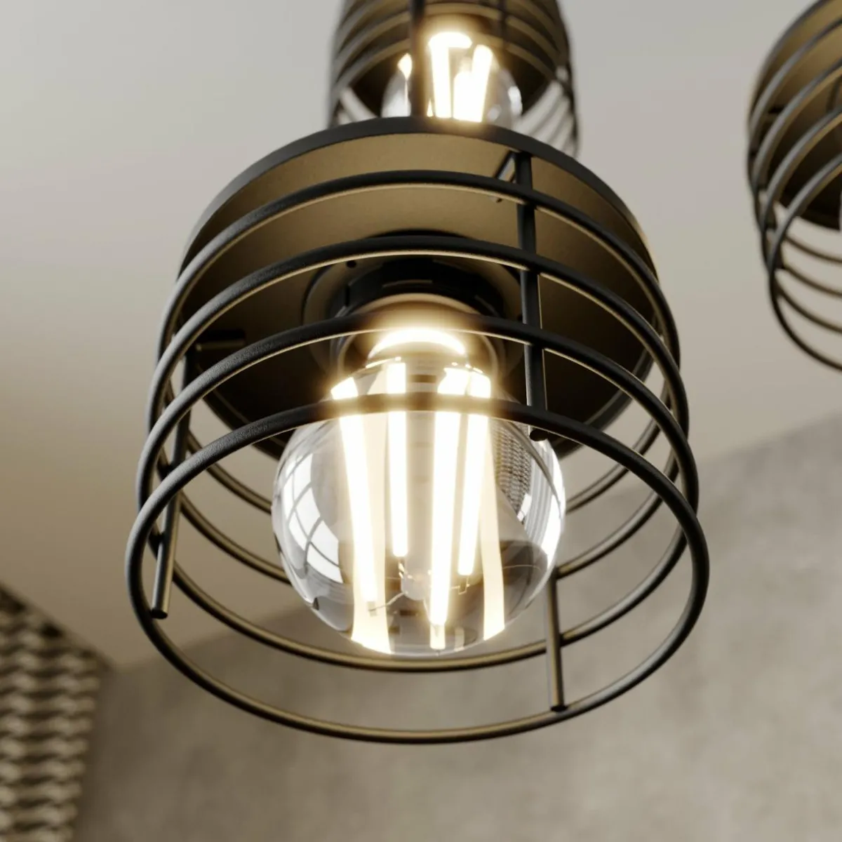 suspension_edison_en_noircuivr___lampes_ronde_6.webp Clearance HELAM Suspension Edison en noir/cuivré à 3 lampes ronde