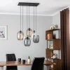Fashion TK Lighting Suspension Elio, verre, marron/clair/gris, 6 lampes rectangle