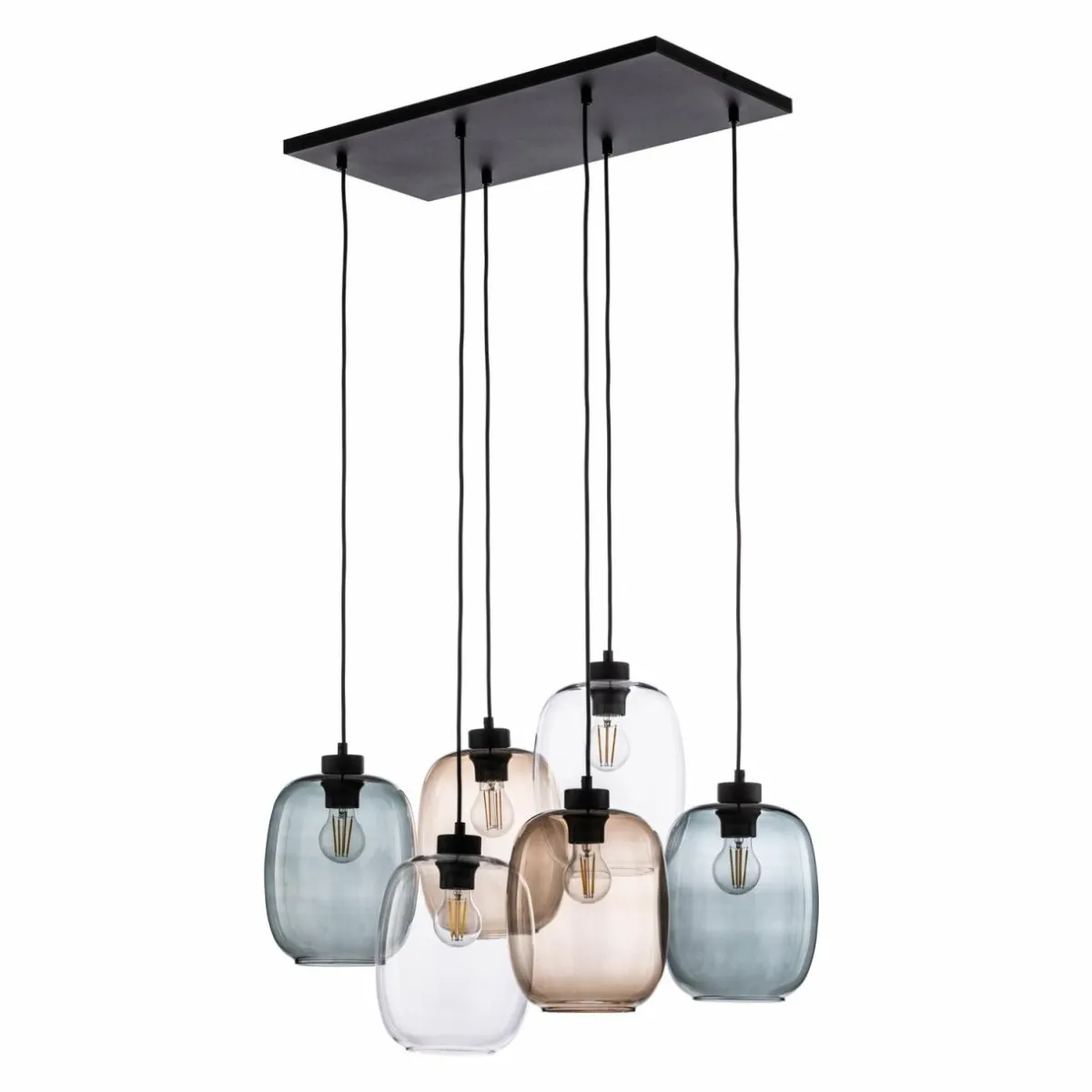 suspension_elio_verre_marronclairgris__lampes_rectangle_1.webp Fashion TK Lighting Suspension Elio, verre, marron/clair/gris, 6 lampes rectangle