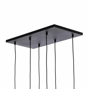 Fashion TK Lighting Suspension Elio, verre, marron/clair/gris, 6 lampes rectangle
