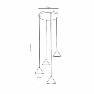 Hot EMIBIG LIGHTING Suspension Elit, 4 lampes, Ø 30 cm, noir, métal, GX53
