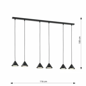 Flash Sale EMIBIG LIGHTING Suspension Elit, 6 lampes, noir, métal