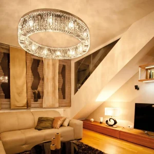 Fashion ORION Suspension en cristal Ring 110 cm chromée