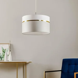 Online Argon Suspension en tissu Long 1 lampe blanc/gris/laiton