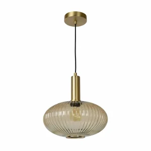 Clearance Lucide Suspension en verre Maloto, Ø 30 cm, ambre