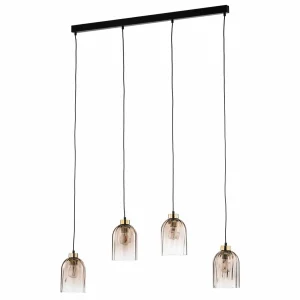 Sale TK Lighting Suspension en verre Sapito, à 4 lampes, ambrée