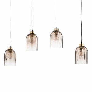 Sale TK Lighting Suspension en verre Sapito, à 4 lampes, ambrée