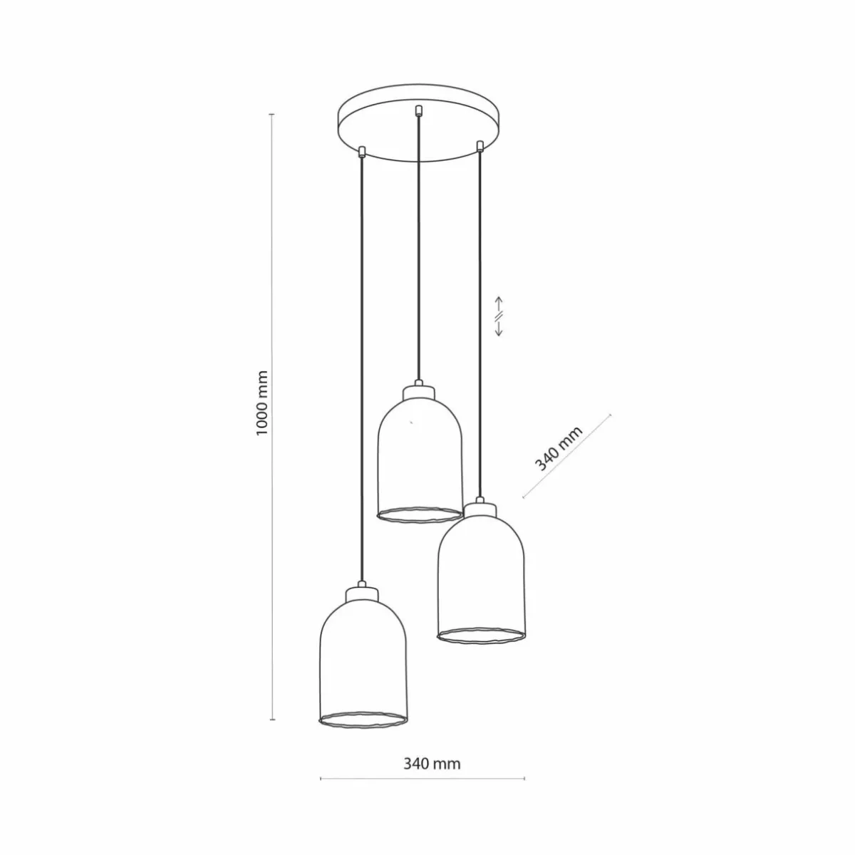 Outlet TK Lighting Suspension en verre Satipo, 3 lampes, transparente