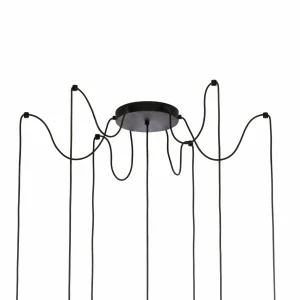 Store TK Lighting Suspension Esme, verre, graphite-transparent, 7 lampes, décentralisé