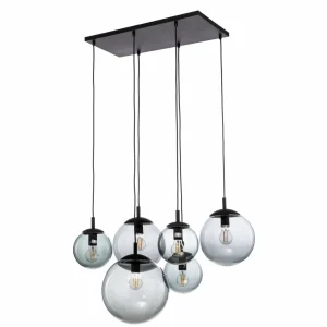 Best Sale TK Lighting Suspension Esme, verre, graphite-transparent, 6 lampes, rectangle