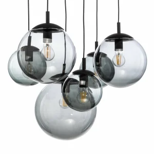 Best Sale TK Lighting Suspension Esme, verre, graphite-transparent, 6 lampes, rectangle