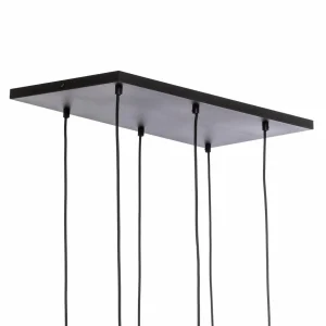 Best Sale TK Lighting Suspension Esme, verre, graphite-transparent, 6 lampes, rectangle