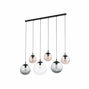 Store TK Lighting Suspension Esme, verre, multicolore, à 6 lampes, linéaire