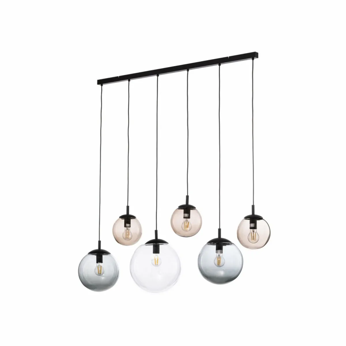 Store TK Lighting Suspension Esme, verre, multicolore, à 6 lampes, linéaire