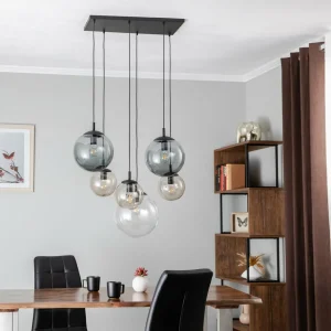 Flash Sale TK Lighting Suspension Esme, verre, multicolore, 6 lampes, rectangle