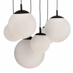 New TK Lighting Suspension Esme, verre opalin, à 6 lampes, rectangulaire