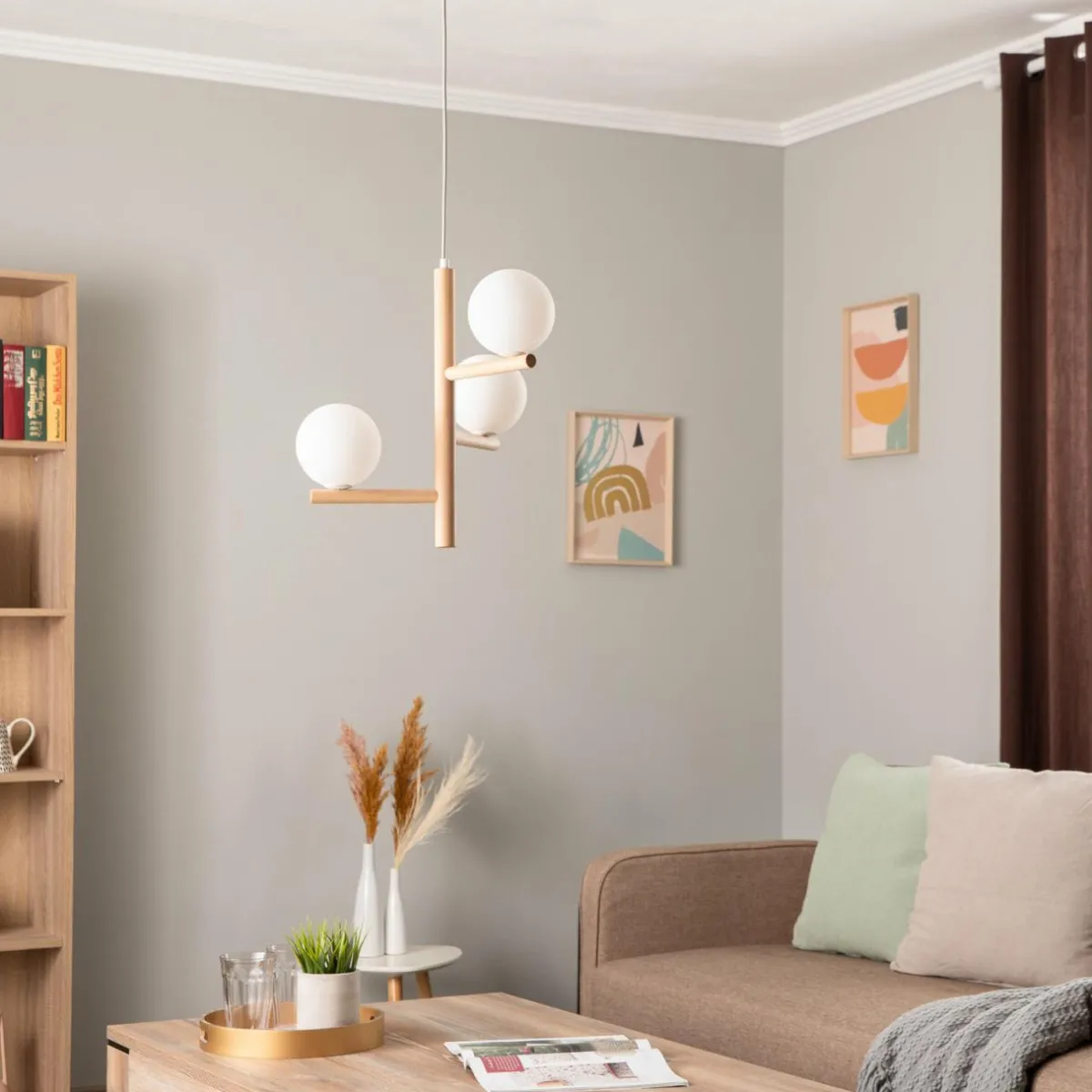 suspension_estera_verre_opalin_bois___lampes_0.webp Cheap TK Lighting Suspension Estera, verre opalin, bois, à 3 lampes