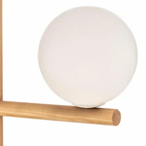 Cheap TK Lighting Suspension Estera, verre opalin, bois, à 3 lampes